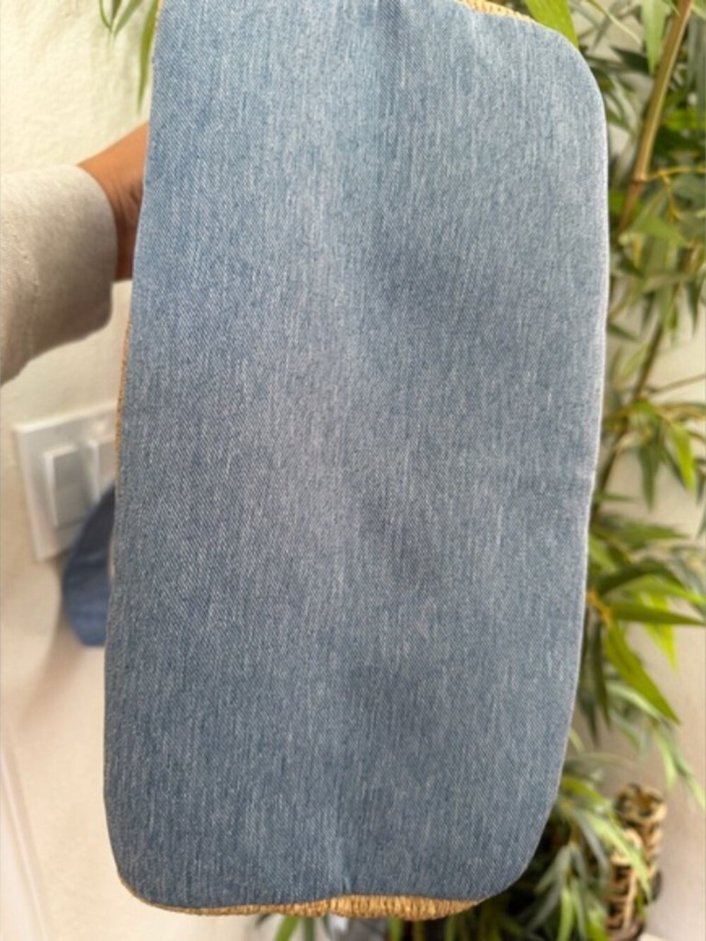 Victoria's Secret Natural Straw Tote with Blue Denim Straps - Picture 4 of 4